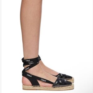 Chloe Black Espadrille Wrap Sandals